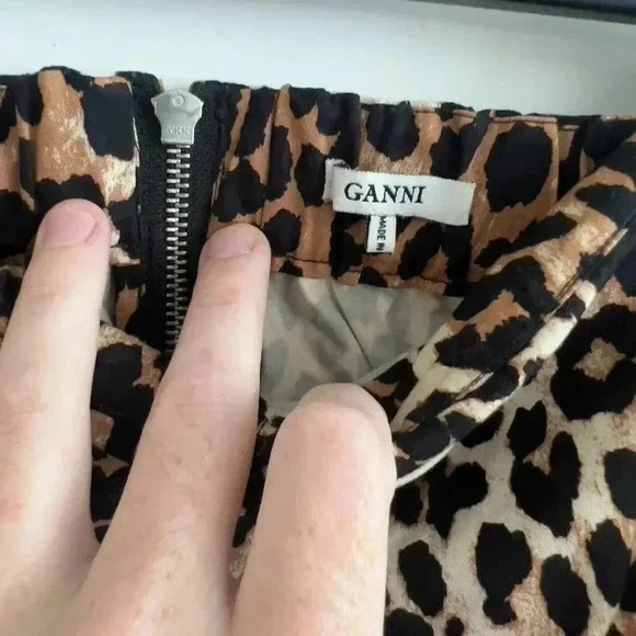 987 Ganni Leopard Print Jumpsuit Size 34 Color Cream Brown - Picture 5 of 7
